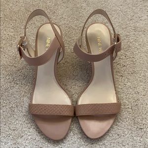 Nine West cork wedge strappy heel
